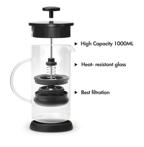 Stainless steel coffee pot, 1000ml capacity, good heat retention, simple and luxurious design