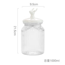 Load image into Gallery viewer, Crystal glass jar with cute deer-shaped stopper suitable for storing dry fruits and cereals
